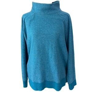 Talbots Mock Neck Pullover Sweatshirt Womens L Teal Casual Athleisure Capsule